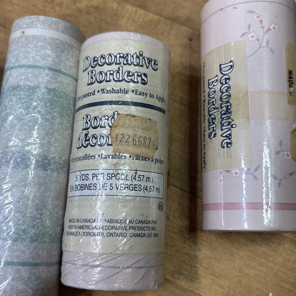 Vintage Wallpaper Border Lot 4 NOS Prepasted Floral Southwestern Retro 15 Ft